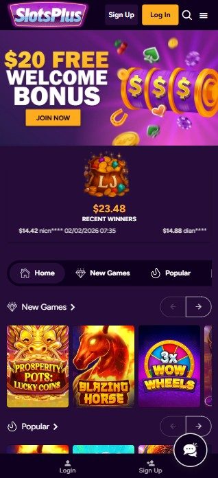 Slots Plus Casino mobile view
